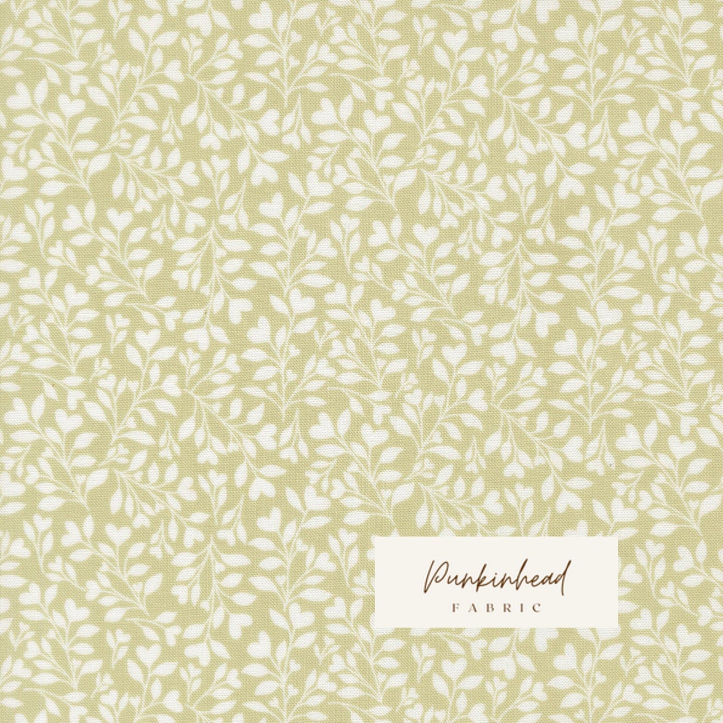 Abide Light Green White Hearts & Leaves Vine Vintage Small Floral by Brenda Riddle for Moda Cotton Quilting Fabric by the yard