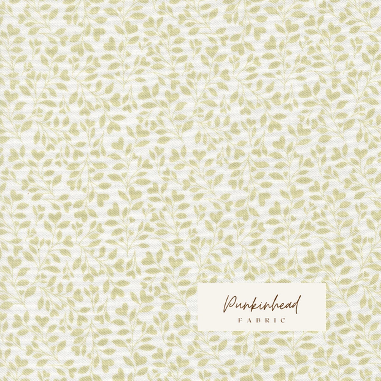 Abide Linen White Light Green Hearts & Leaves Vine Vintage Small Floral by Brenda Riddle for Moda Cotton Quilting Fabric by the yard