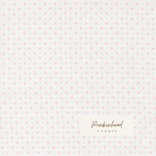 Abide White Linen Pink Dots by Brenda Riddle for Moda Cotton Quilting Fabric by the yard