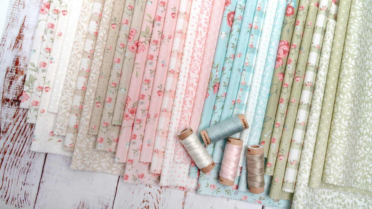 Abide Stone Taupe Tan White Plaid Gingham Check Floral Vine by Brenda Riddle for Moda Cotton Quilting Fabric by the yard