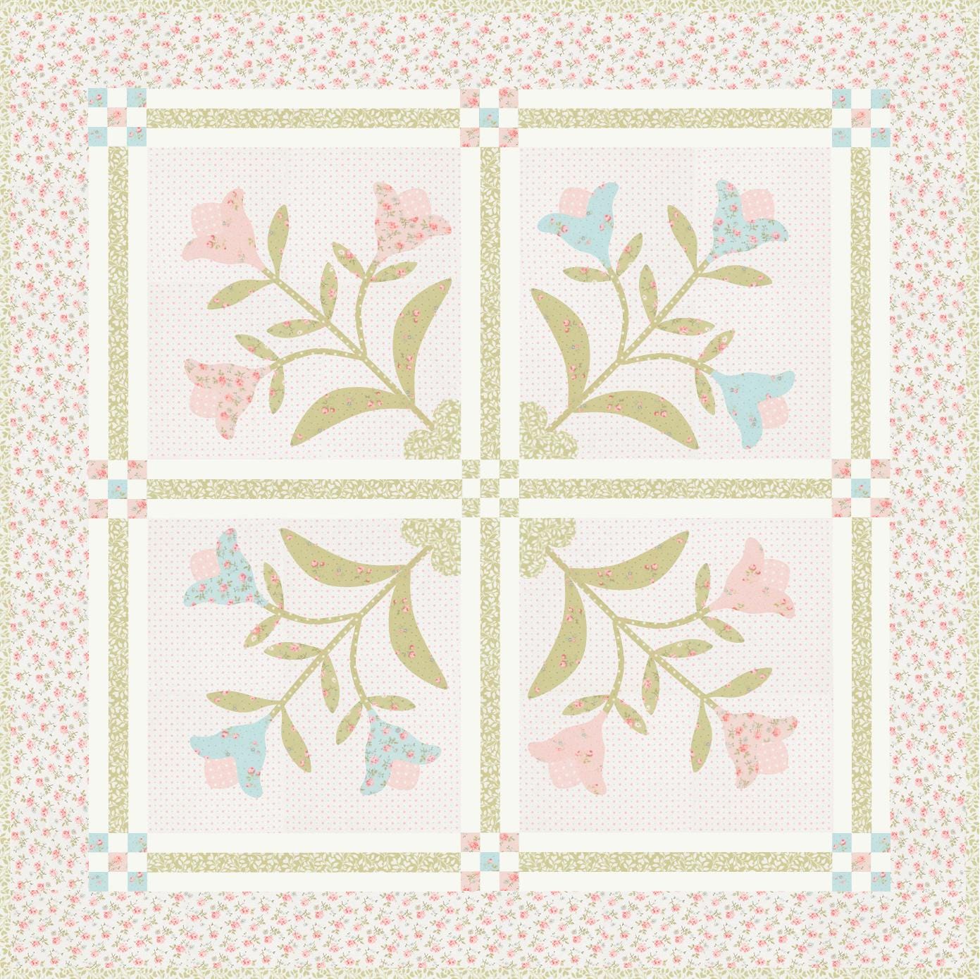Abide Stone Taupe Tan Green Pink Blue White Vintage Small Floral by Brenda Riddle for Moda Cotton Quilting Fabric by the yard