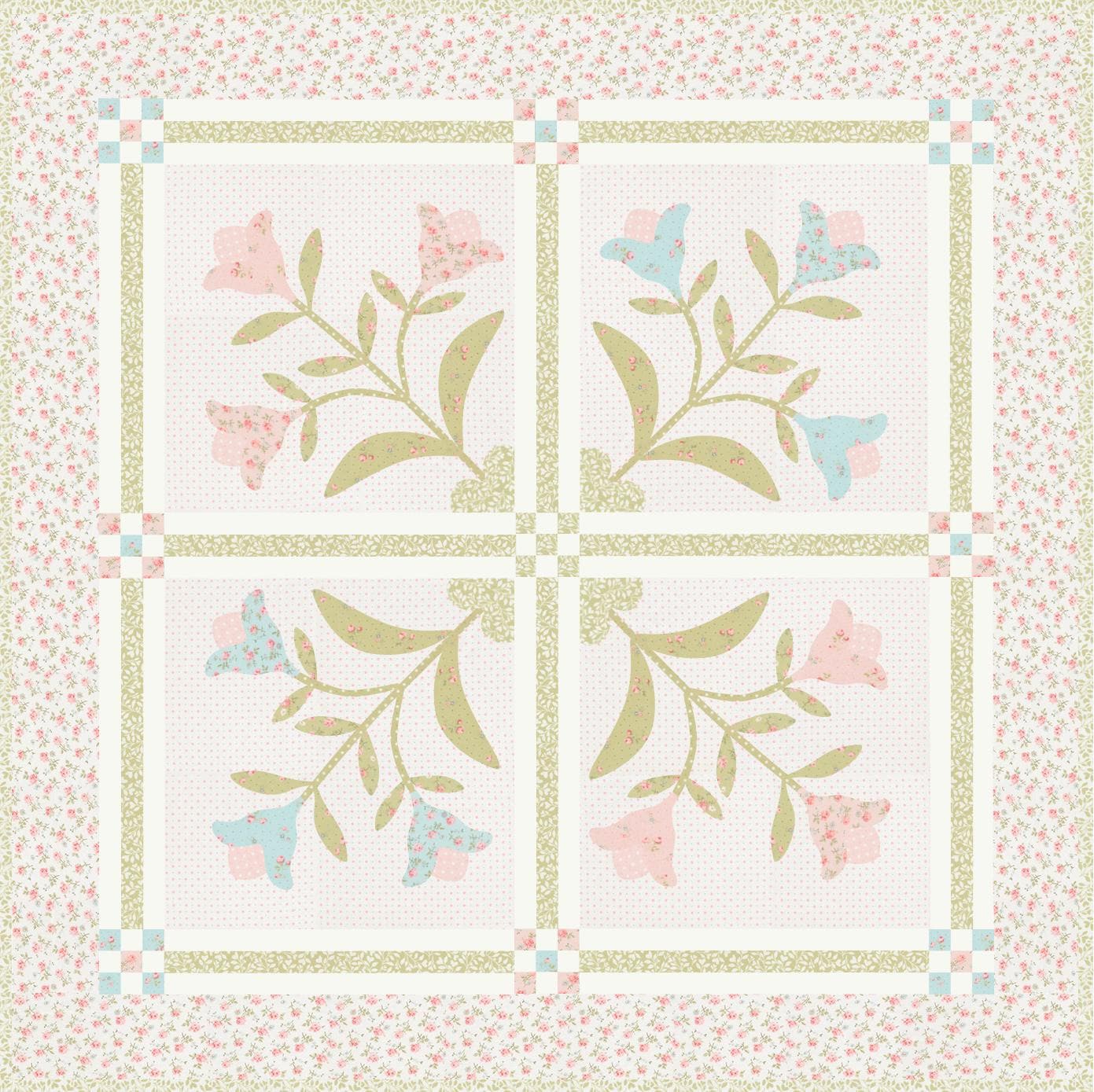 Abide Linen White Light Green Hearts & Leaves Vine Vintage Small Floral by Brenda Riddle for Moda Cotton Quilting Fabric by the yard