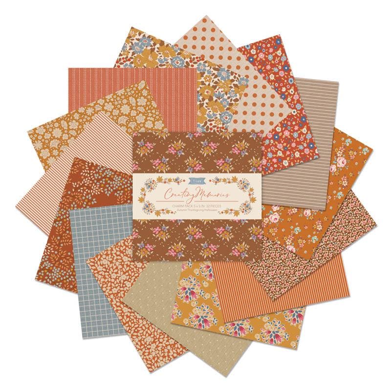 Tilda Fabric Creating Memories Autumn Fall Charm Pack 5" Squares Quilting Fabric by the Yard 32 Pieces