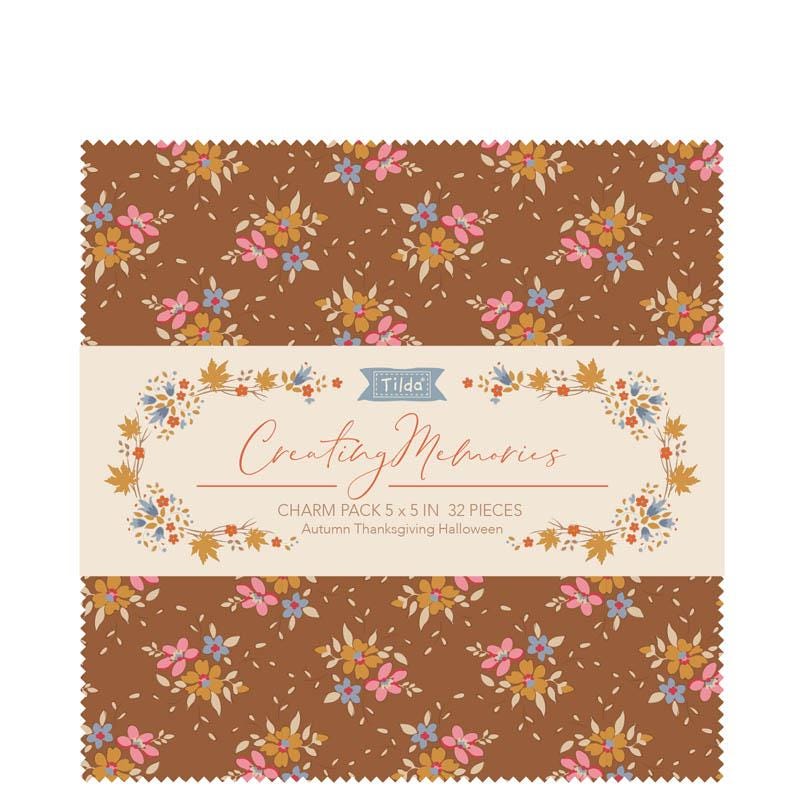 Tilda Fabric Creating Memories Autumn Fall Charm Pack 5" Squares Quilting Fabric by the Yard 32 Pieces