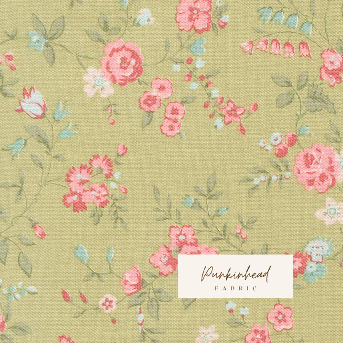 Abide Light Green Pink Blue White Vintage Floral by Brenda Riddle for Moda Cotton Quilting Fabric by the yard