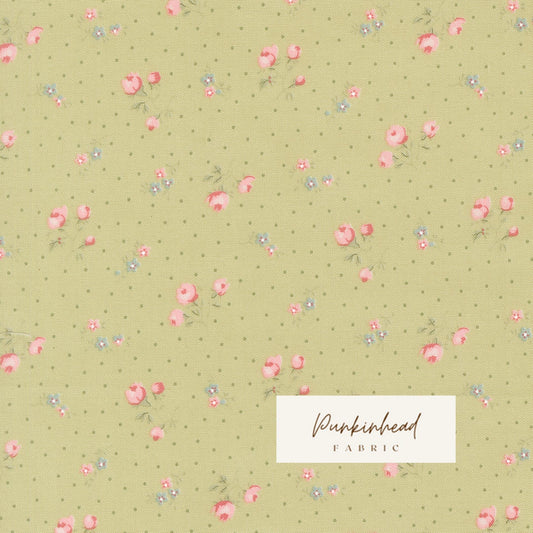 Abide Light Green Pink Blue White Vintage Small Floral by Brenda Riddle for Moda Cotton Quilting Fabric by the yard