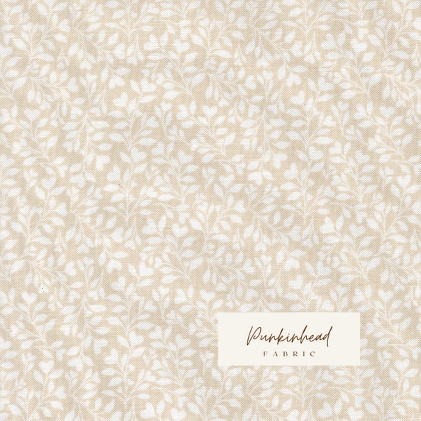 Abide Stone Taupe Tan White Hearts & Leaves Vine Vintage Small Floral by Brenda Riddle for Moda Cotton Quilting Fabric by the yard