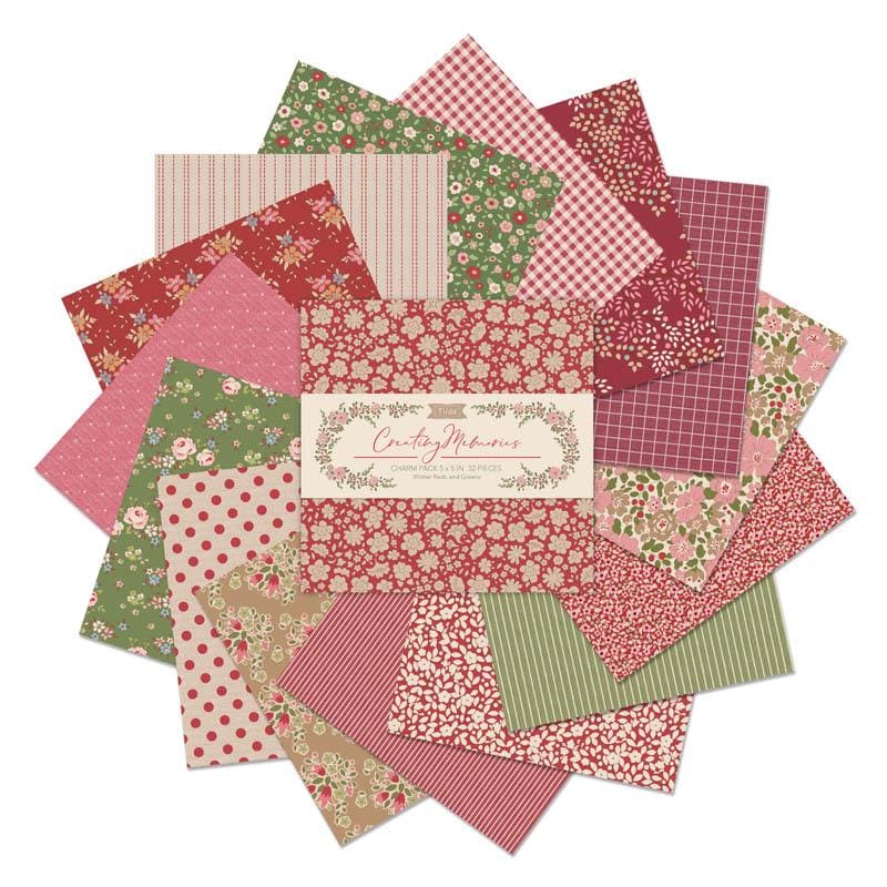 Tilda Fabric Creating Memories Winter Charm Pack 5" Squares Quilting Fabric by the Yard 32 Pieces