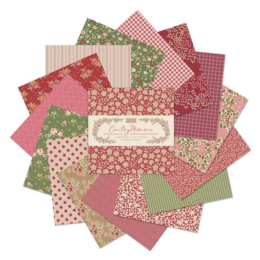 Tilda Fabric Creating Memories Winter Charm Pack 5" Squares Quilting Fabric by the Yard 32 Pieces