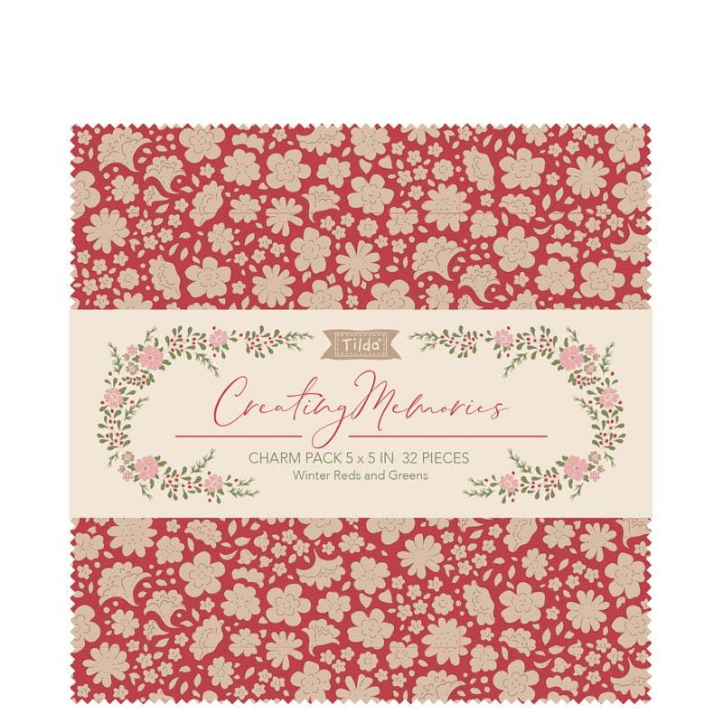 Tilda Fabric Creating Memories Winter Charm Pack 5" Squares Quilting Fabric by the Yard 32 Pieces