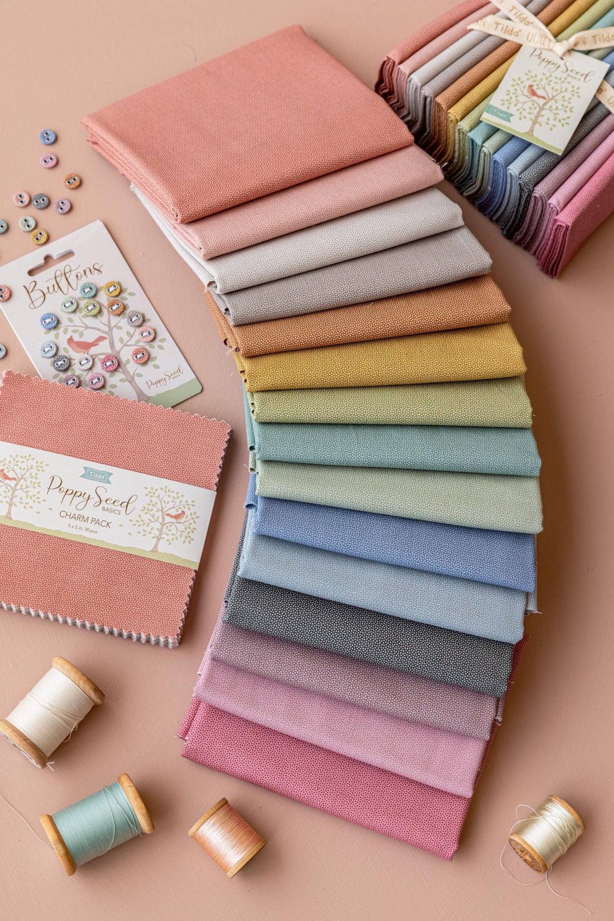 Tilda Fabric Poppy Seed Basics Fat Quarter Bundle Quilting Sewing Doll Making Fabric by the Yard