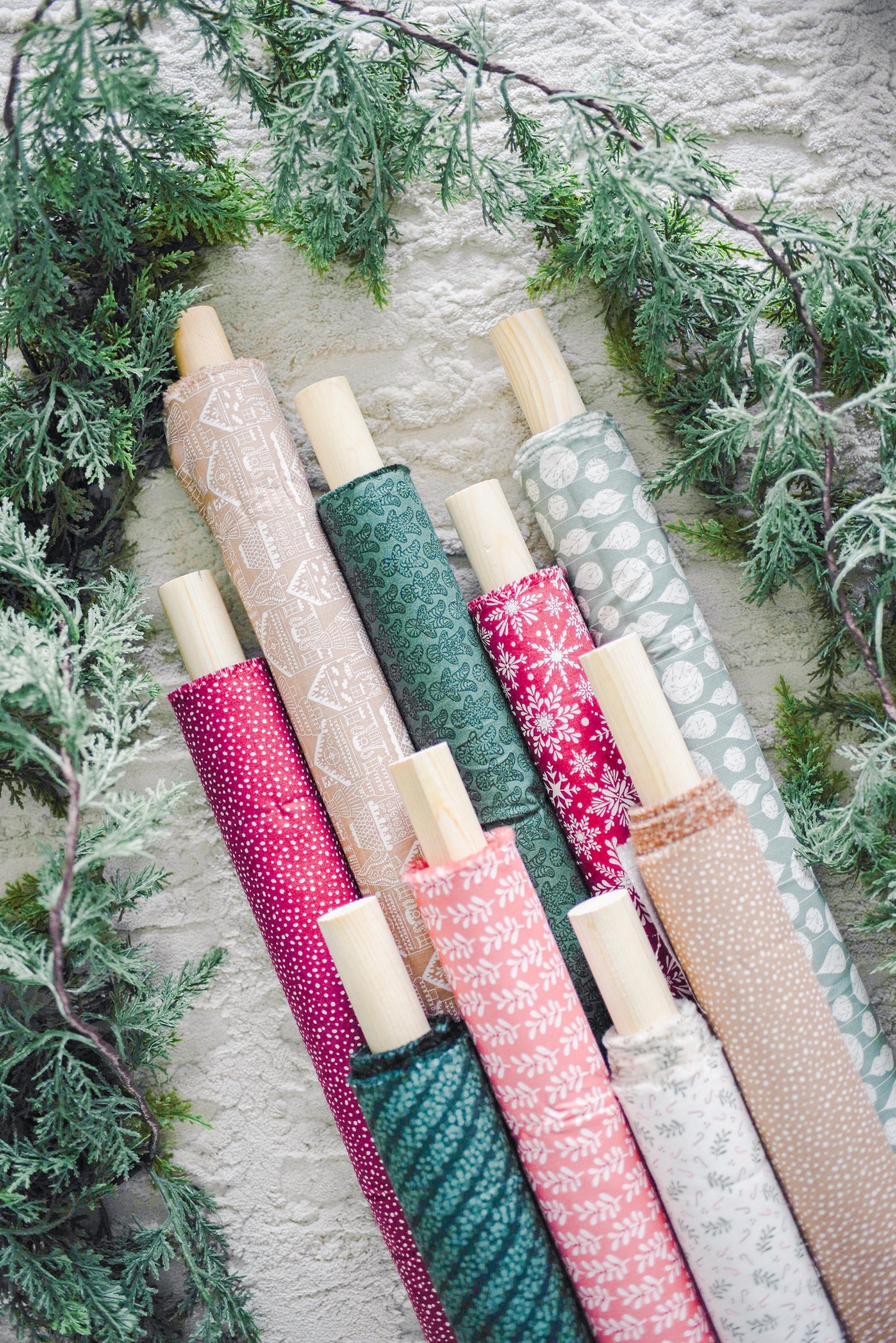 Gingerbread Lane Ornaments Mistletoe Green Cream Off White by Kiley's Quilt Room for Moda Christmas Holiday Cotton Quilting Fabric by yard