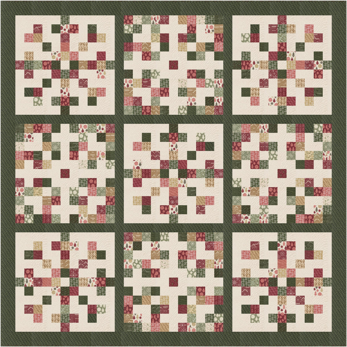 Gingerbread Lane Gingerbread Holly Stripes Dark Green White by Kiley's Quilt Room for Moda Christmas Holiday Cotton Quilting Fabric by yard