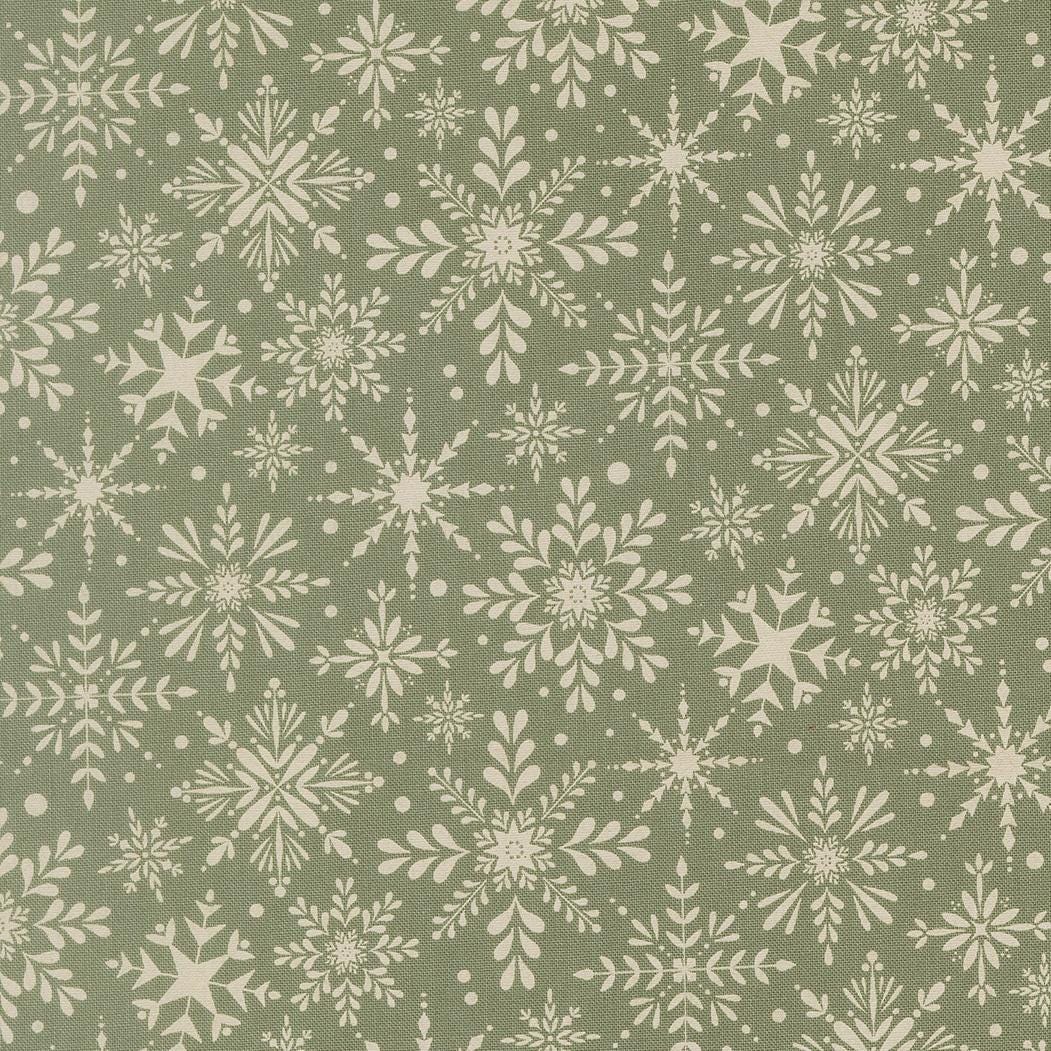 Gingerbread Lane Snowflakes Mistletoe Green Cream Off White by Kiley's Quilt Room for Moda Christmas Holiday Cotton Quilting Fabric by yard