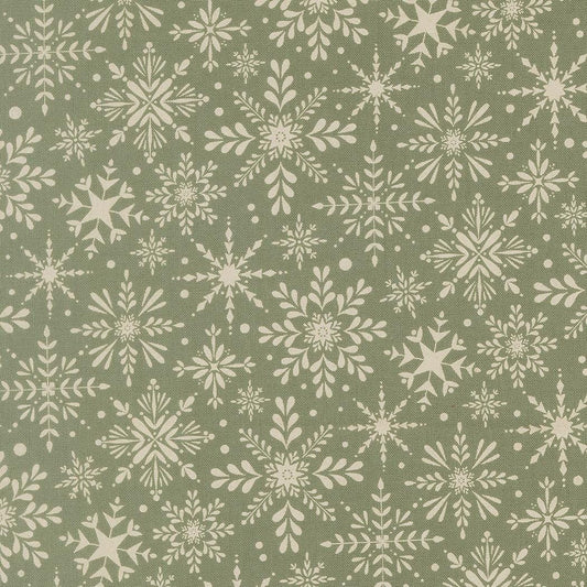Gingerbread Lane Snowflakes Mistletoe Green Cream Off White by Kiley's Quilt Room for Moda Christmas Holiday Cotton Quilting Fabric by yard