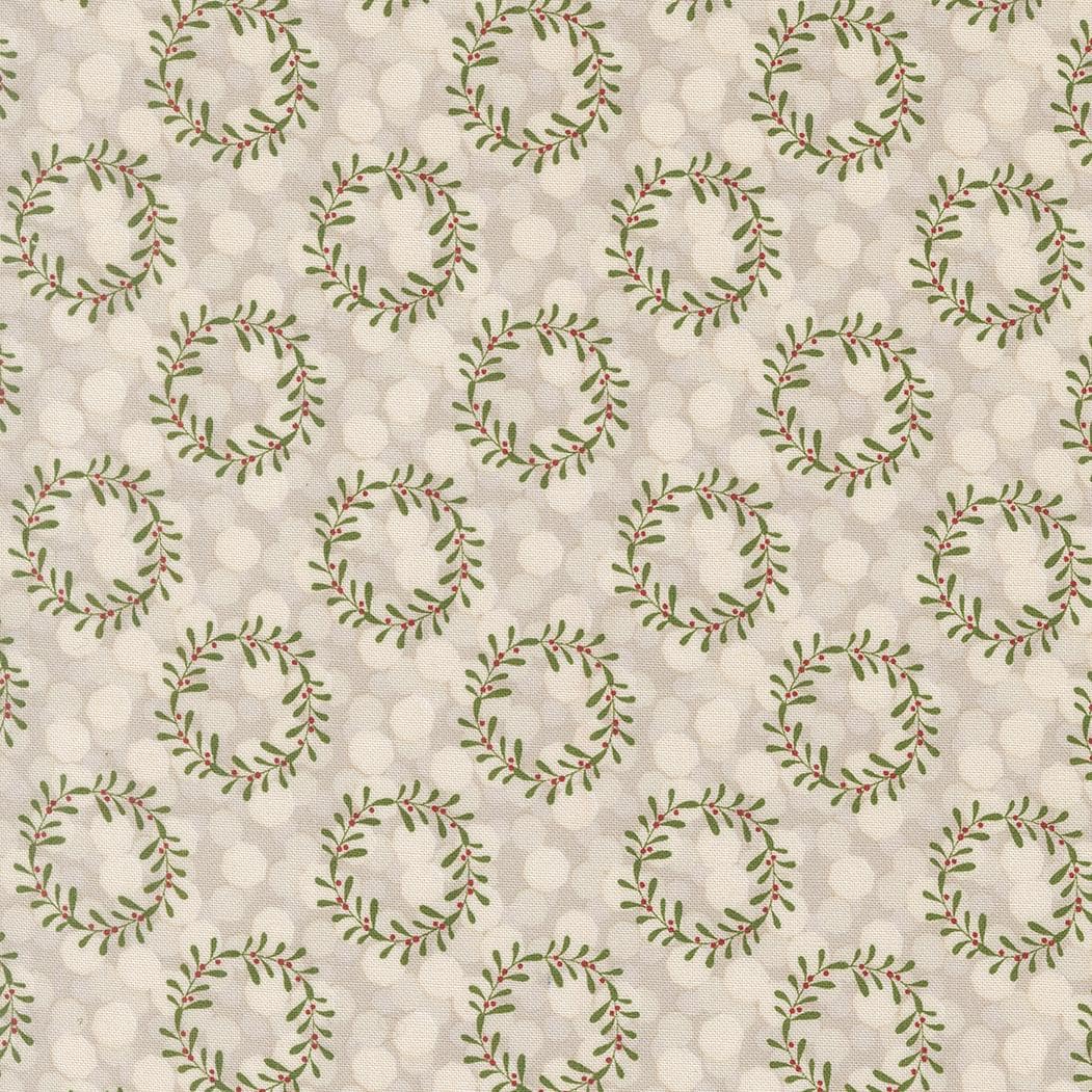 Gingerbread Lane Wreaths Glittering Lights Frost White Gray by Kiley's Quilt Room for Moda Christmas Holiday Cotton Quilting Fabric by yard