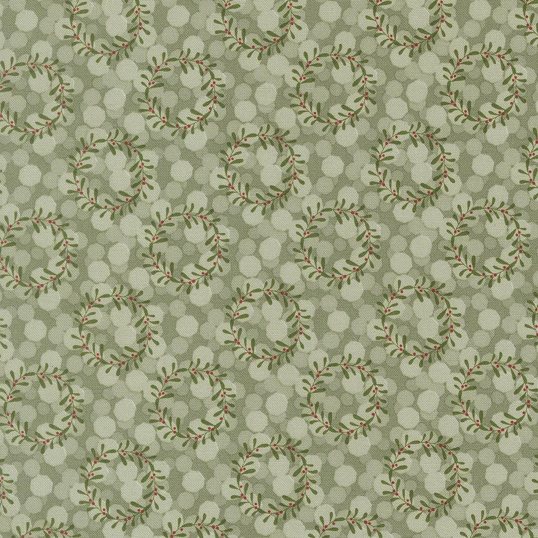 Gingerbread Lane Wreaths Glittering Lights Mistletoe Green by Kiley's Quilt Room for Moda Christmas Holiday Cotton Quilting Fabric by yard