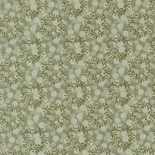 Gingerbread Lane Wreaths Glittering Lights Mistletoe Green by Kiley's Quilt Room for Moda Christmas Holiday Cotton Quilting Fabric by yard