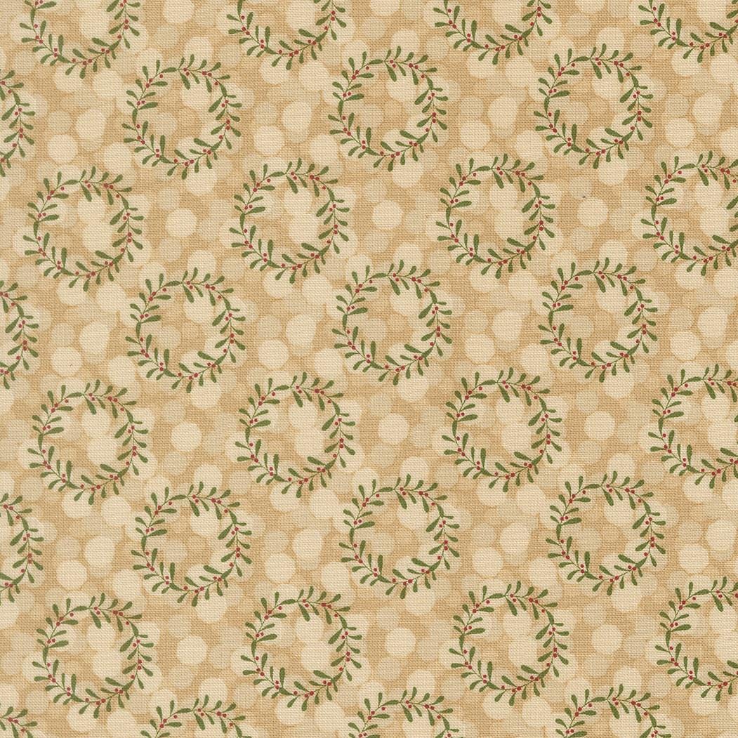 Gingerbread Lane Wreaths Glittering Lights Brown Tan by Kiley's Quilt Room for Moda Christmas Holiday Cotton Quilting Fabric by yard