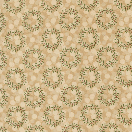 Gingerbread Lane Wreaths Glittering Lights Brown Tan by Kiley's Quilt Room for Moda Christmas Holiday Cotton Quilting Fabric by yard