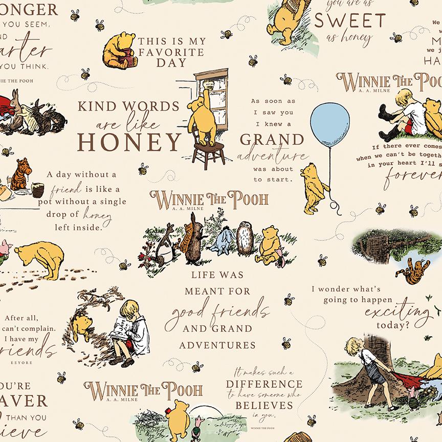 Winnie the Pooh FLANNEL by Riley Blake Baby Nursery Cotton Quilting Fabric by the Yard