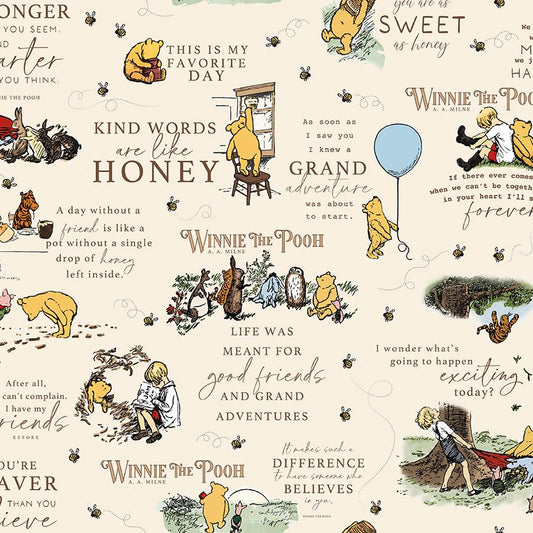 Winnie the Pooh FLANNEL by Riley Blake Baby Nursery Cotton Quilting Fabric by the Yard