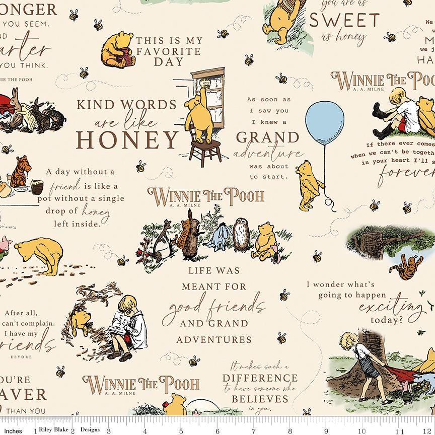 Winnie the Pooh FLANNEL by Riley Blake Baby Nursery Cotton Quilting Fabric by the Yard