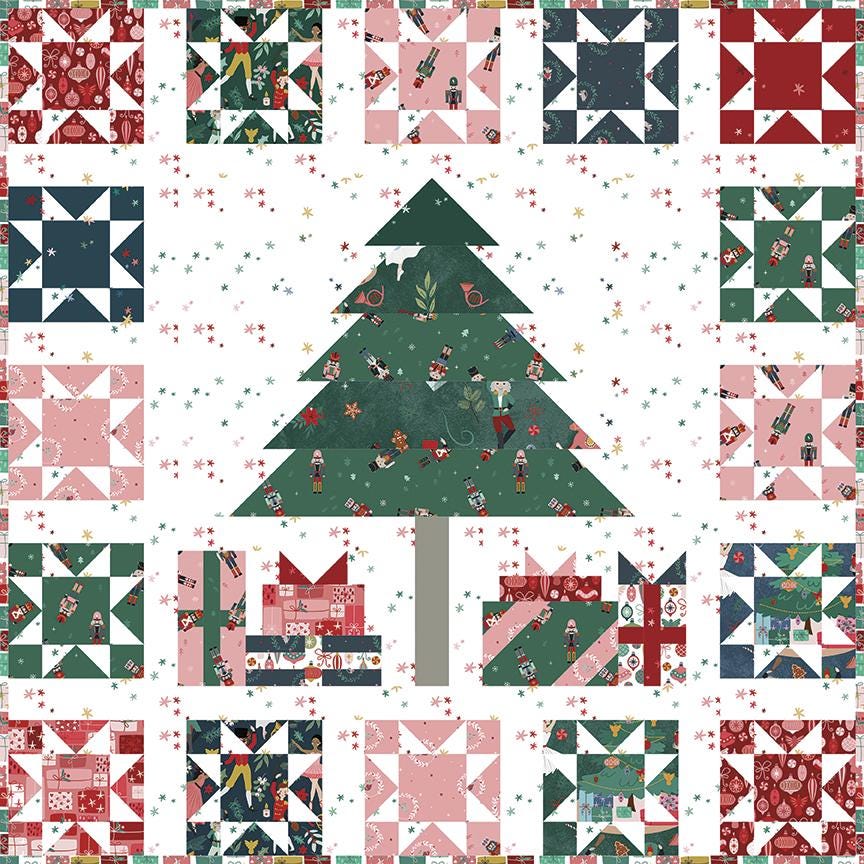Nutcracker Tradition Christmas Magic Stars Berry Red by Jennifer Long Sew a Story for Riley Blake Cotton Quilting Fabric Yard