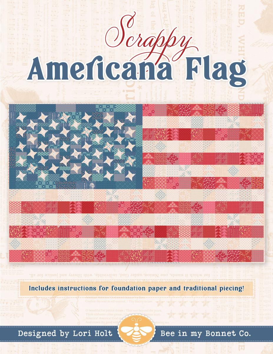 Scrappy Americana Flag Quilt Pattern by Lori Holt & It's Sew Emma - PAPER Pattern July 4th Patriotic American Flag Quilt Pattern