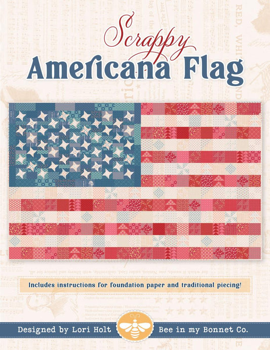 Scrappy Americana Flag Quilt Pattern by Lori Holt & It's Sew Emma - PAPER Pattern July 4th Patriotic American Flag Quilt Pattern