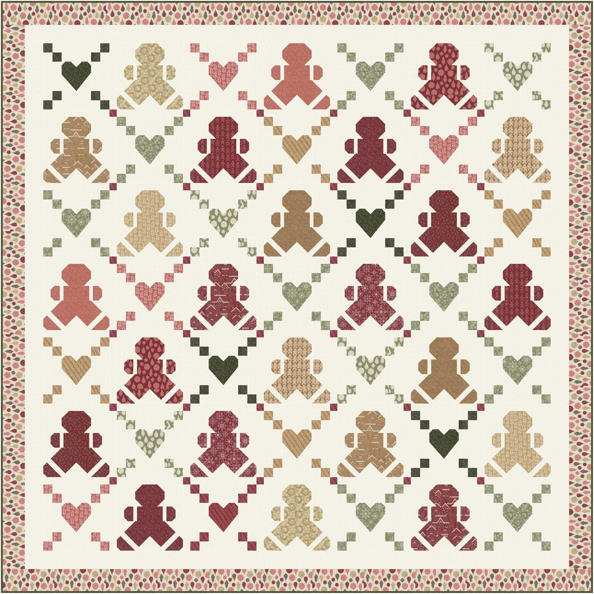 Gingerbread Lane Gingerbread Holly Dark Green by Kiley's Quilt Room for Moda Christmas Holiday Cotton Quilting Fabric by yard