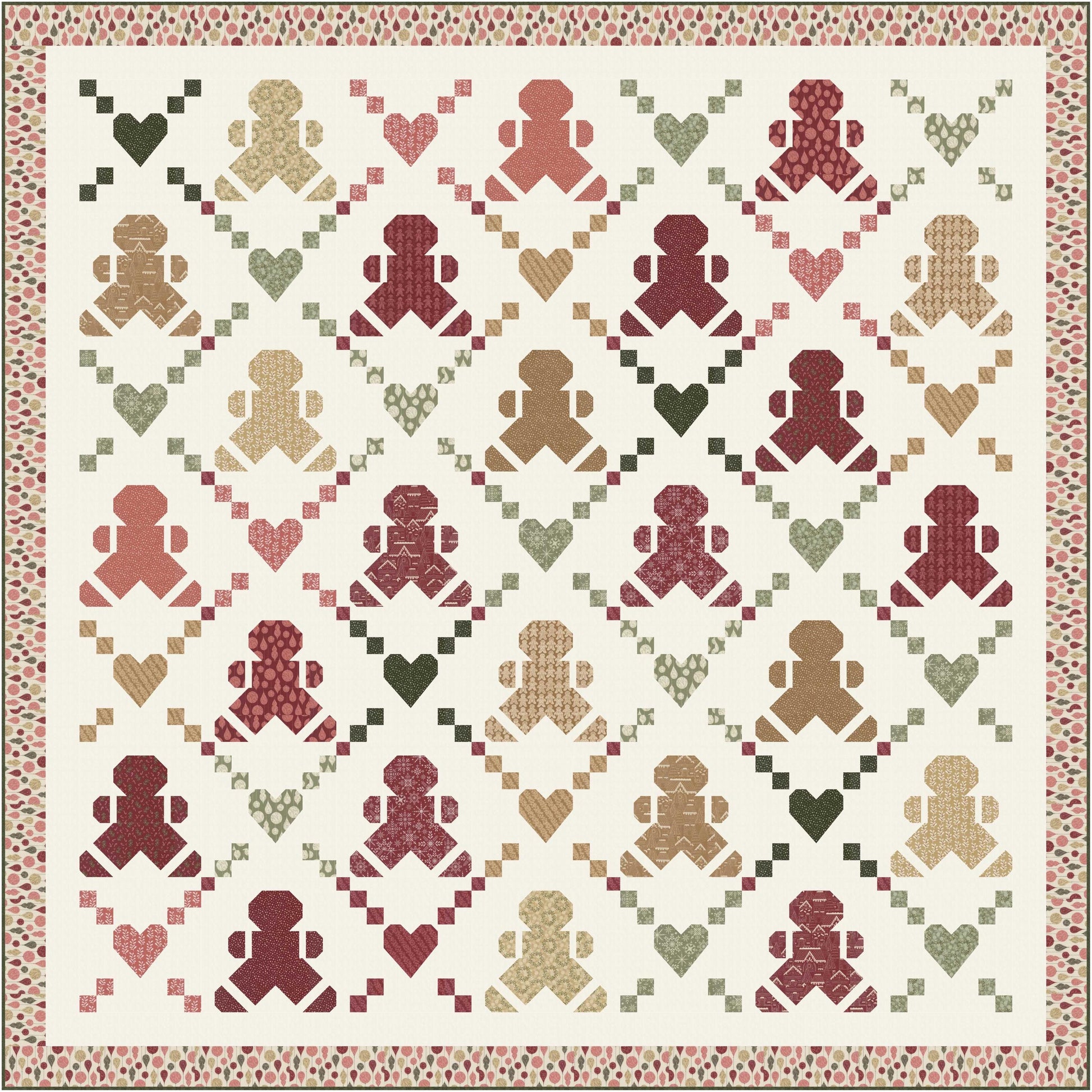 Gingerbread Lane Gingerbread Cookies Cranberry Red Burgundy by Kiley's Quilt Room for Moda Christmas Holiday Cotton Quilting Fabric by yard