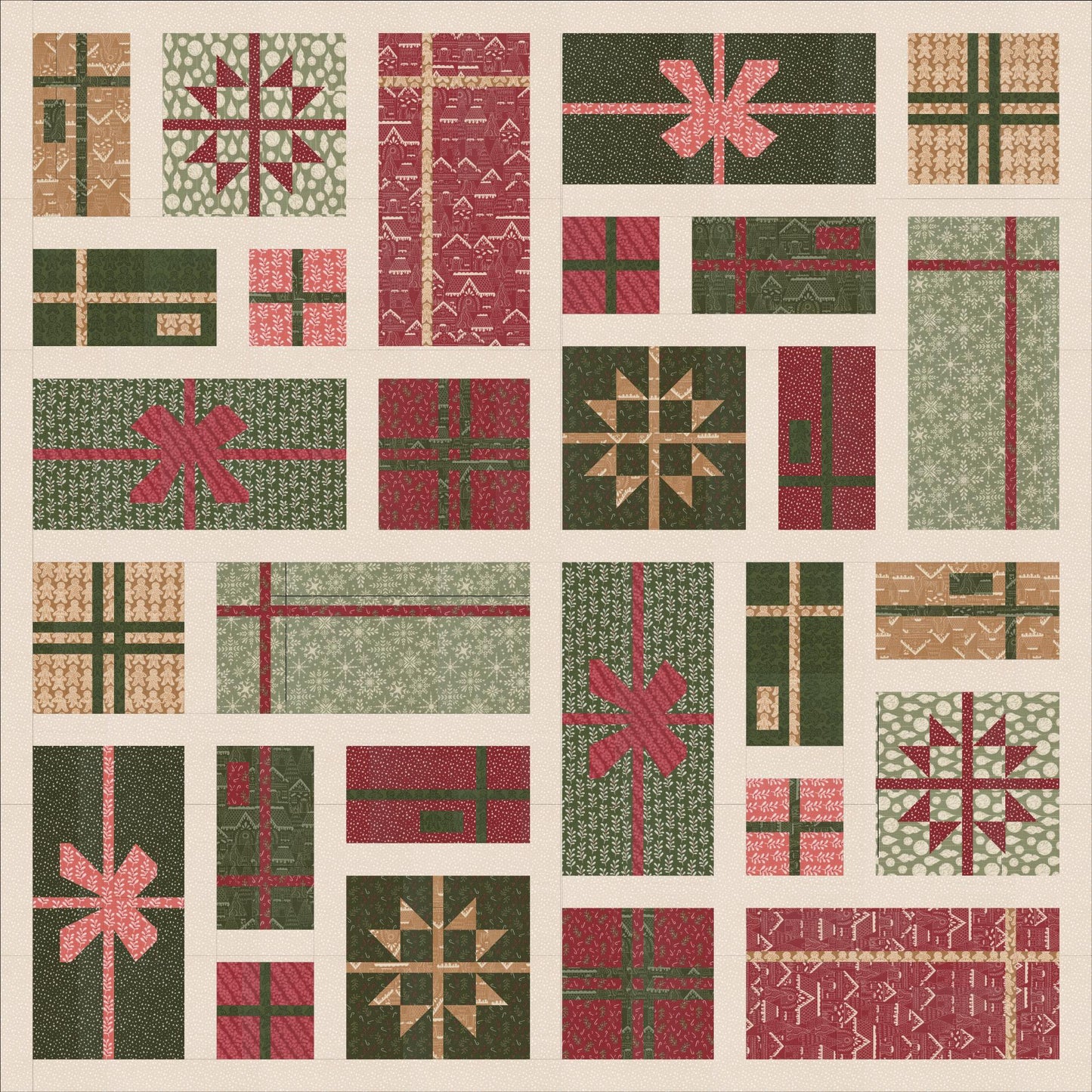 Gingerbread Lane Wreaths Glittering Lights Frost White Gray by Kiley's Quilt Room for Moda Christmas Holiday Cotton Quilting Fabric by yard