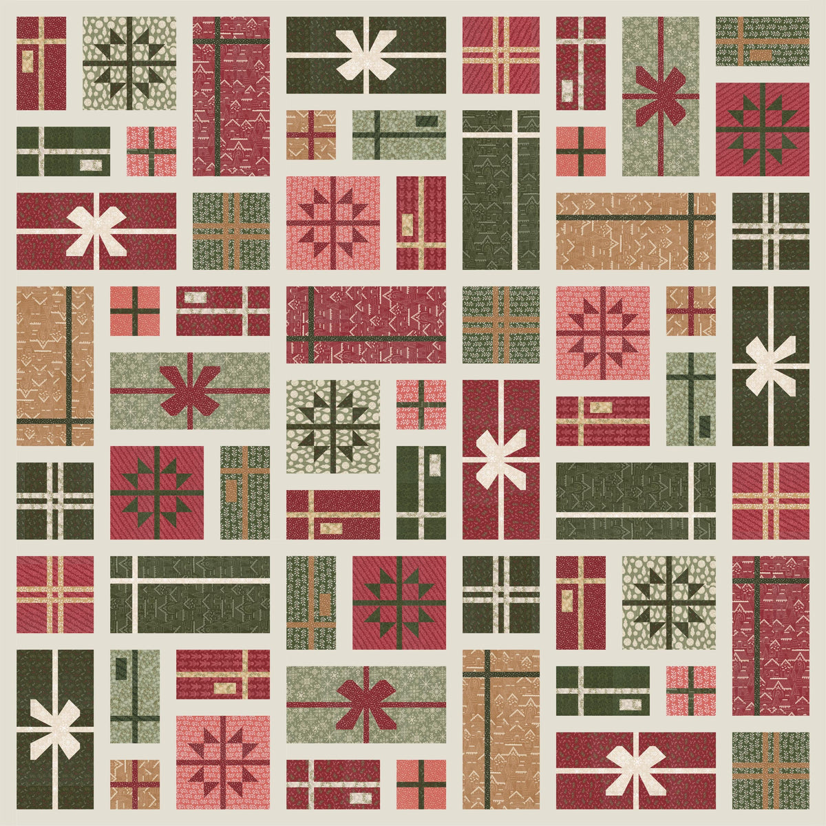 Gingerbread Lane Ornaments Mistletoe Green Cream Off White by Kiley's Quilt Room for Moda Christmas Holiday Cotton Quilting Fabric by yard