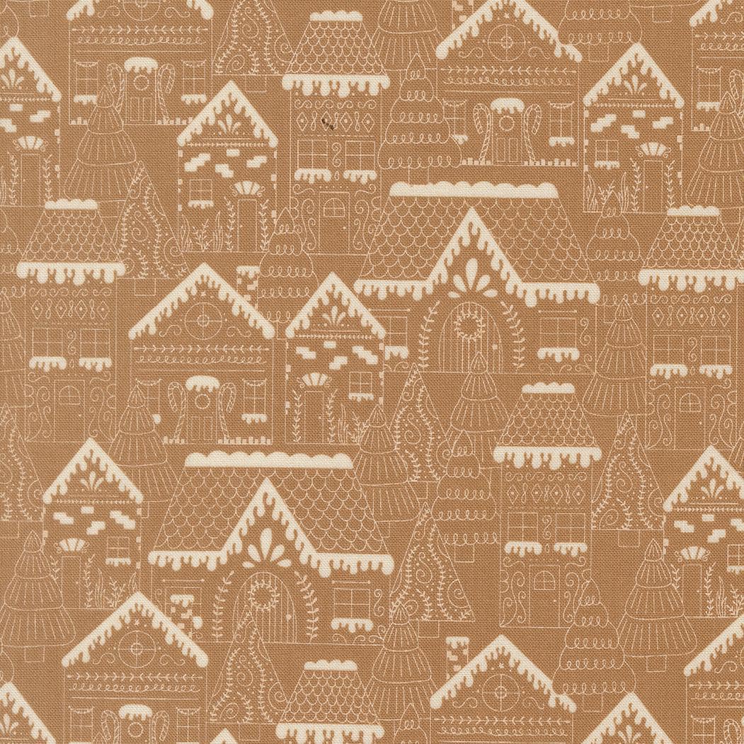 Gingerbread Lane Houses & Trees Cocoa Brown by Kiley's Quilt Room for Moda Christmas Holiday Cotton Quilting Fabric by the yard