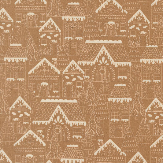Gingerbread Lane Houses & Trees Cocoa Brown by Kiley's Quilt Room for Moda Christmas Holiday Cotton Quilting Fabric by the yard