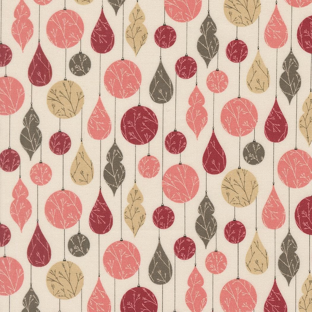 Gingerbread Lane Ornaments Pink Red Green Cream Off White by Kiley's Quilt Room for Moda Christmas Holiday Cotton Quilting Fabric by yard