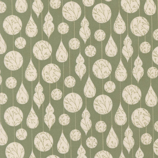 Gingerbread Lane Ornaments Mistletoe Green Cream Off White by Kiley's Quilt Room for Moda Christmas Holiday Cotton Quilting Fabric by yard
