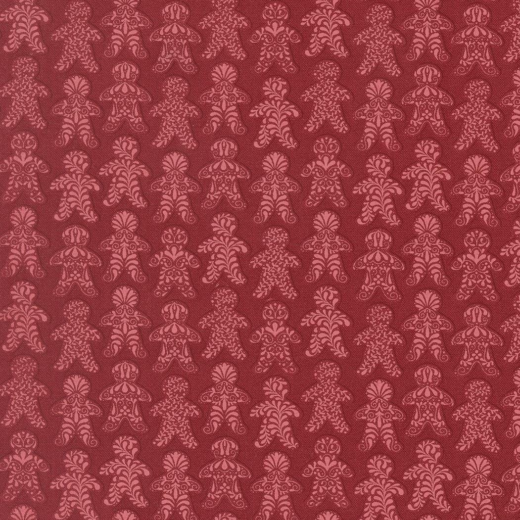 Gingerbread Lane Gingerbread Cookies Cranberry Red Burgundy by Kiley's Quilt Room for Moda Christmas Holiday Cotton Quilting Fabric by yard