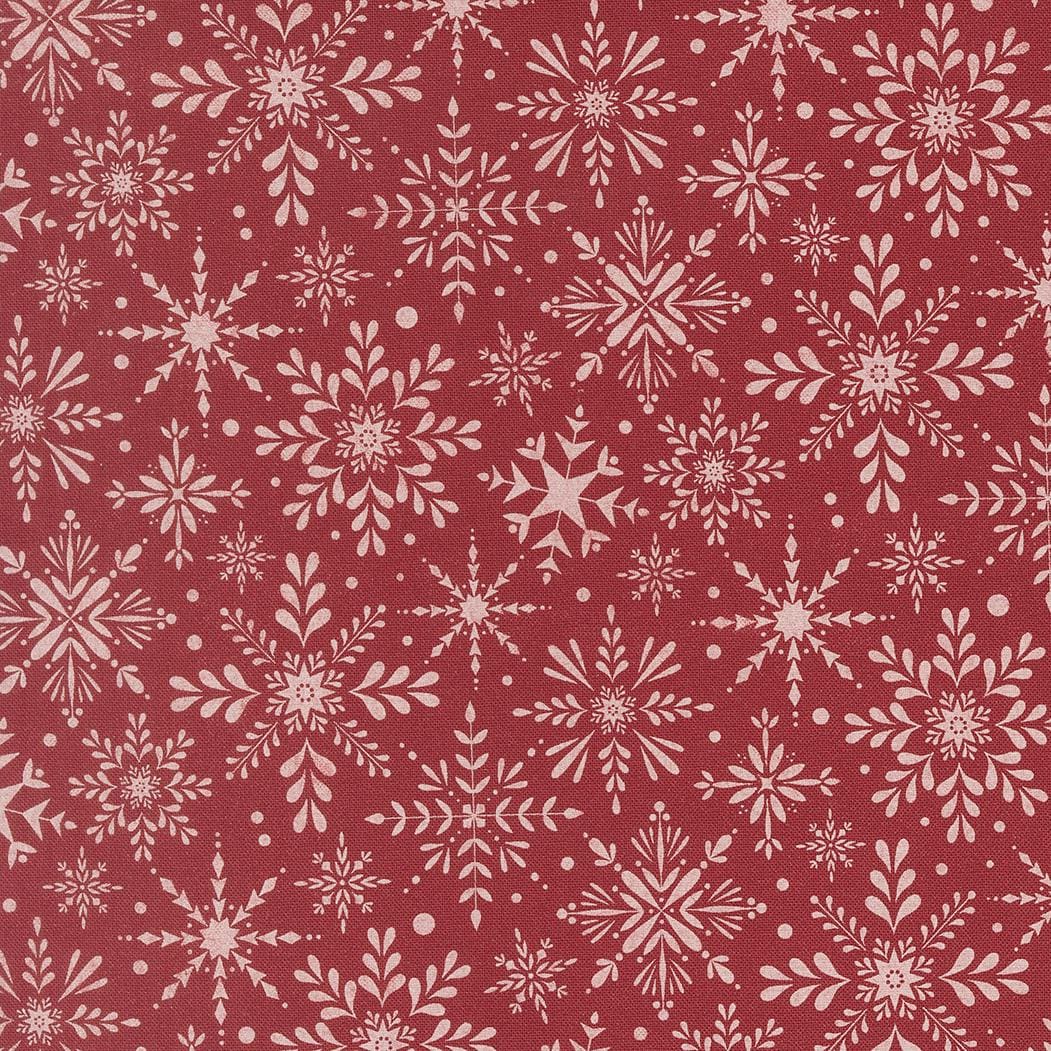 Gingerbread Lane Snowflakes Cranberry Red Burgundy White by Kiley's Quilt Room for Moda Christmas Holiday Cotton Quilting Fabric by the yard