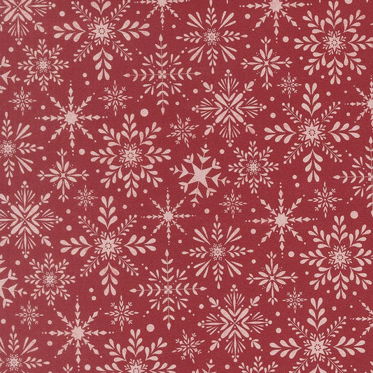 Gingerbread Lane Snowflakes Cranberry Red Burgundy White by Kiley's Quilt Room for Moda Christmas Holiday Cotton Quilting Fabric by the yard