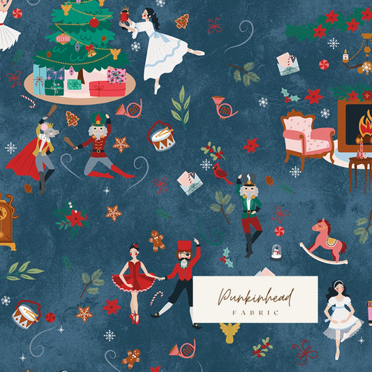 Nutcracker Tradition Christmas Main Midnight Blue by Jennifer Long Sew a Story for Riley Blake Cotton Quilting Fabric Yard