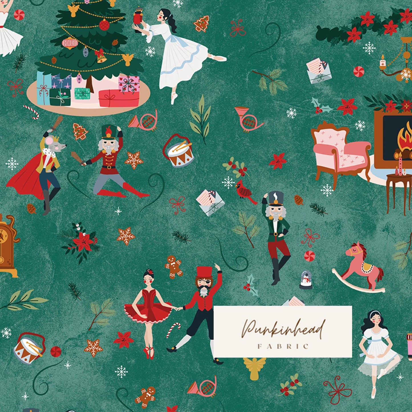 Nutcracker Tradition Christmas Main Pine Green by Jennifer Long Sew a Story for Riley Blake Cotton Quilting Fabric Yard