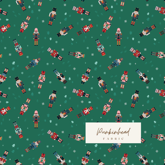 Nutcracker Tradition Christmas Nutcracker Toss Pine Green by Jennifer Long Sew a Story for Riley Blake Cotton Quilting Fabric Yard