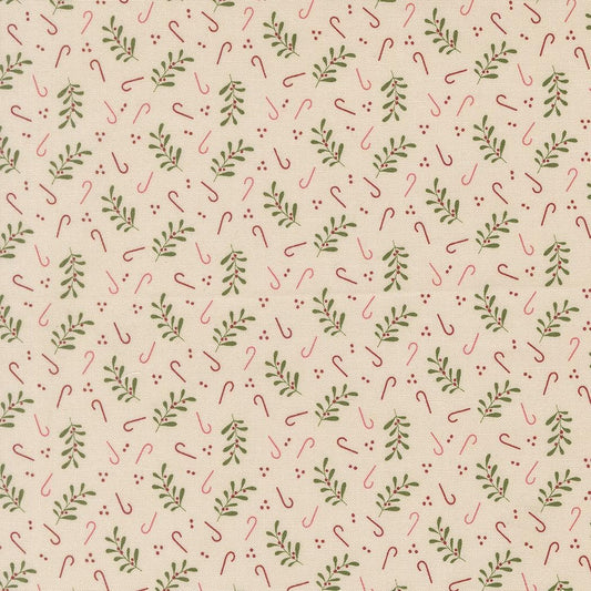 Gingerbread Lane Holly Candy Cane Sugar Tan Cream Off White by Kiley's Quilt Room for Moda Christmas Holiday Cotton Quilting Fabric by yard