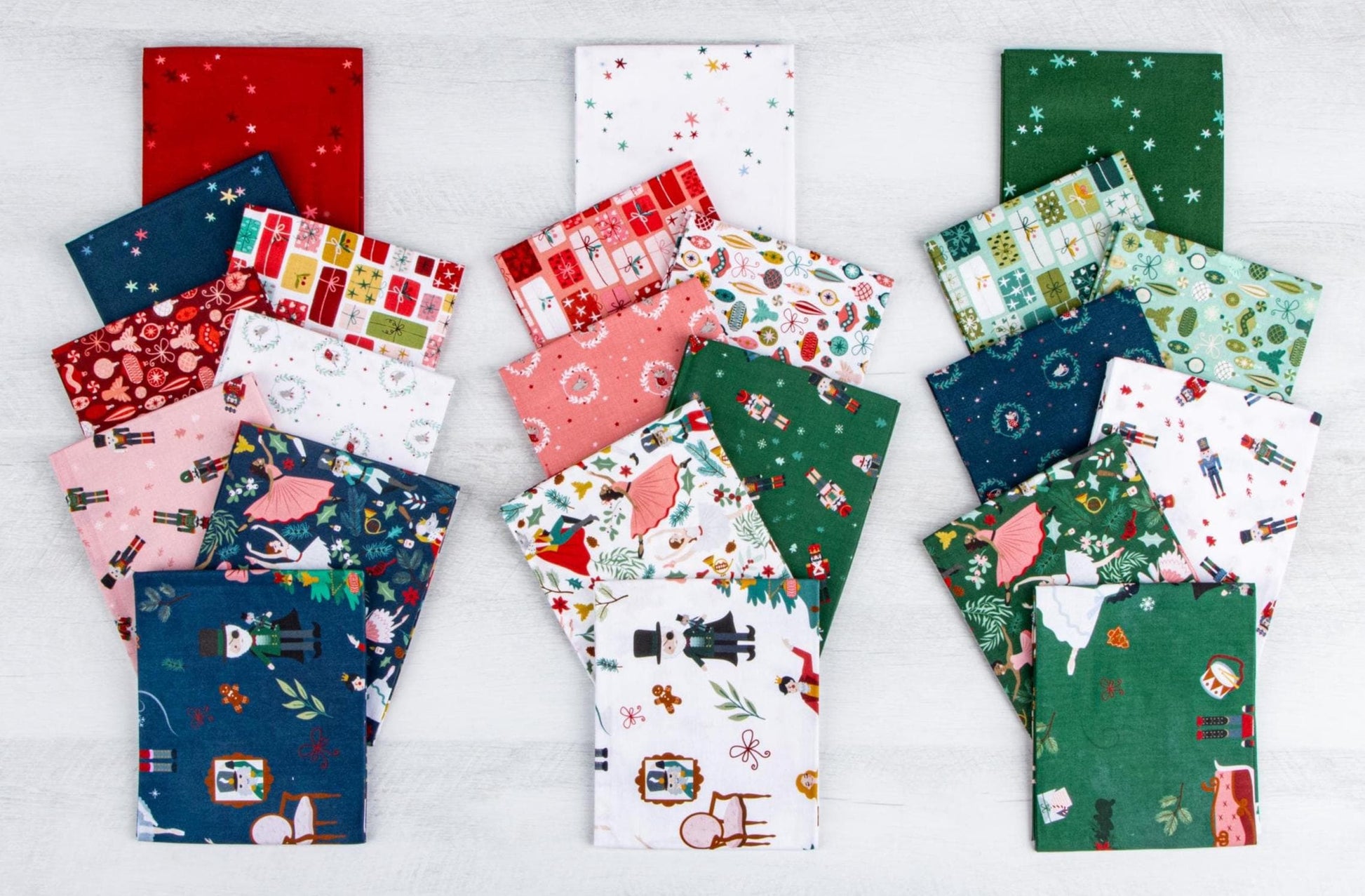 Nutcracker Tradition Christmas Mice Snow White Fabric by Jennifer Long Sew a Story for Riley Blake Cotton Quilting Fabric by the Yard