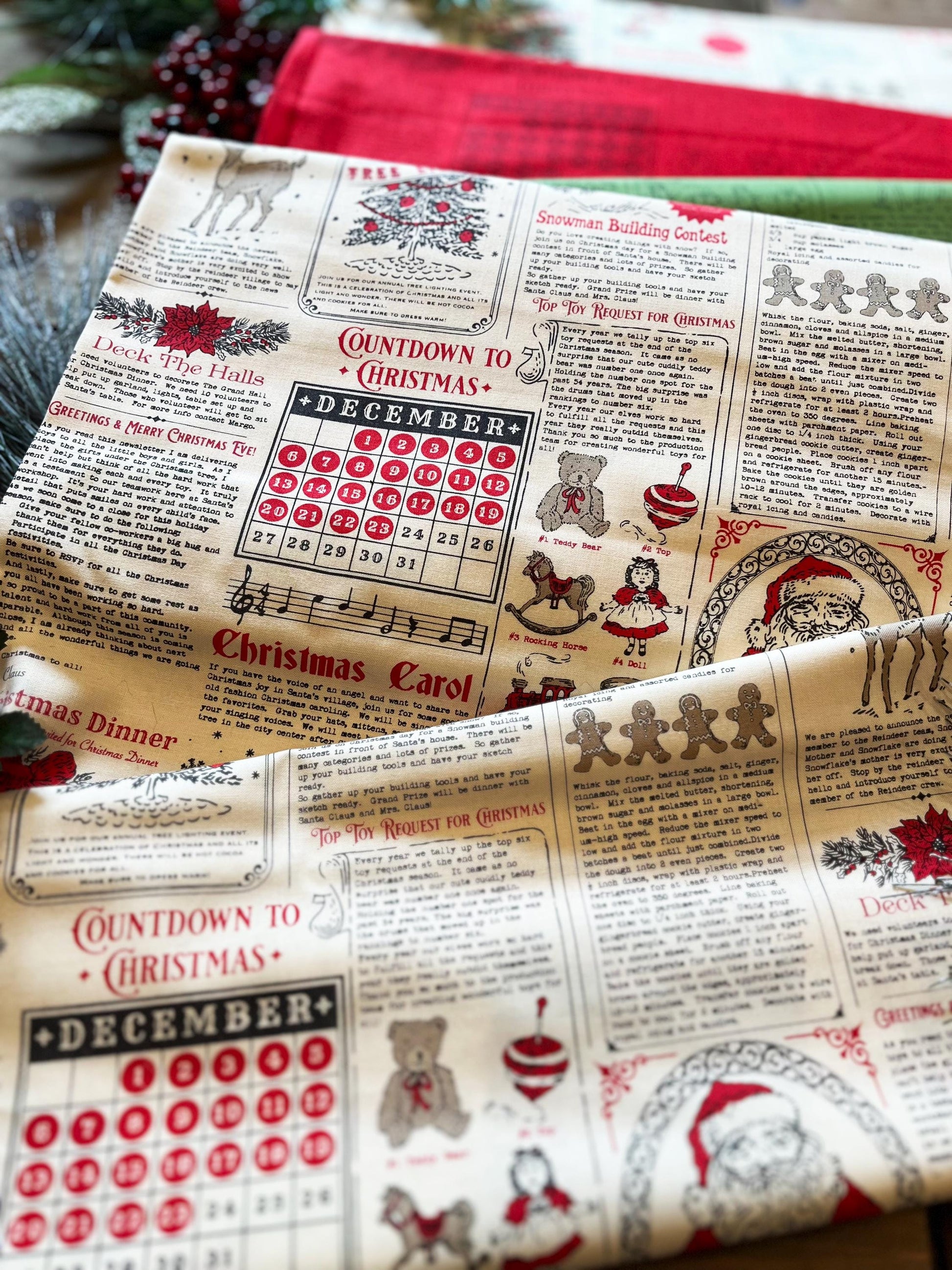 Holiday Cheer Candy Canes Evergreen Vintage Christmas Fabric by Stacy Iest Hsu for Moda Cotton Quilting Fabric by the Yard