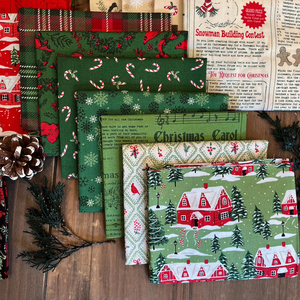 Holiday Cheer Candy Canes Cardinal Red Vintage Christmas Fabric by Stacy Iest Hsu for Moda Cotton Quilting Fabric by the Yard
