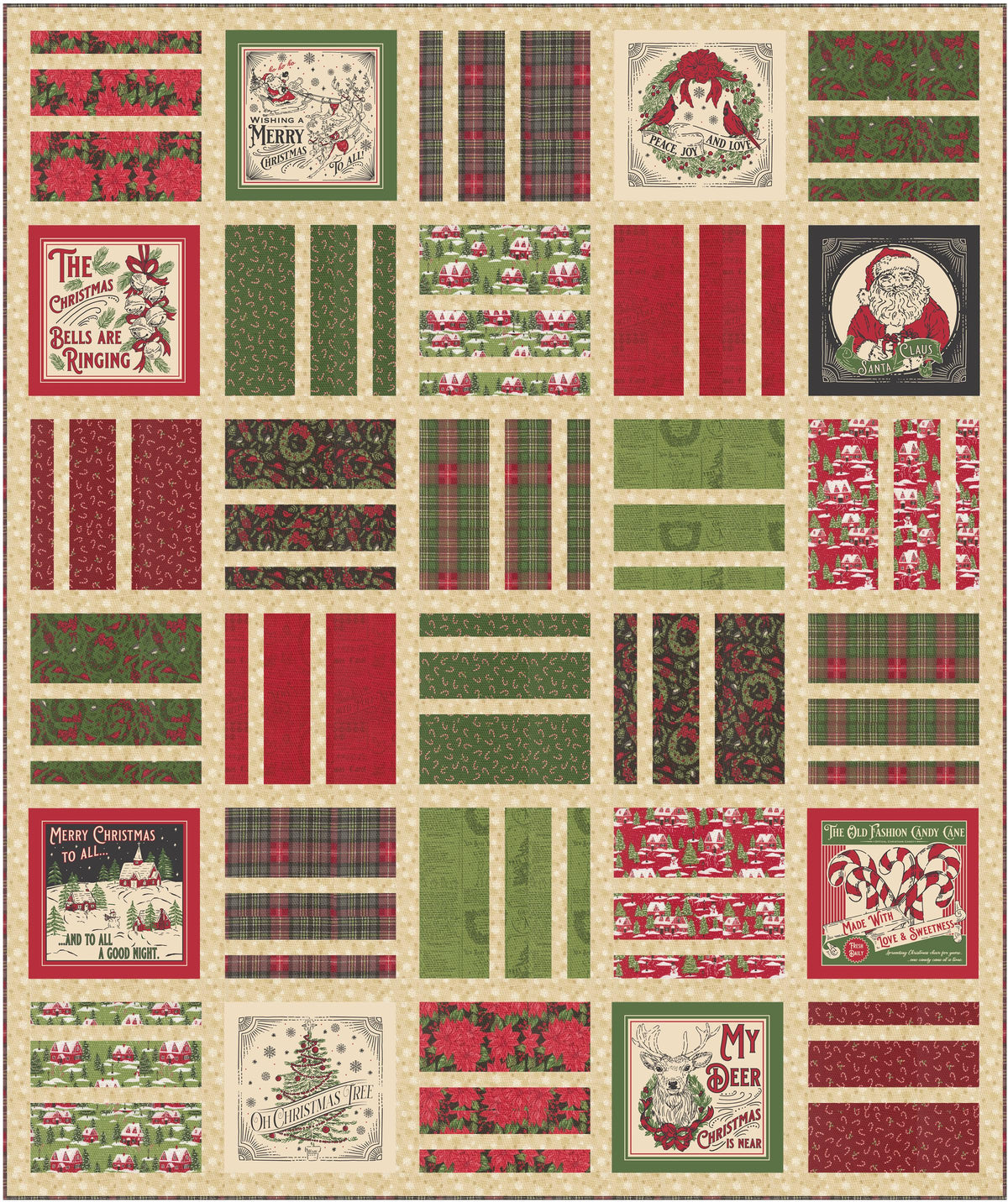 Holiday Cheer Vintage Christmas Panel Fabric by Stacy Iest Hsu for Moda Cotton Quilting Fabric by the Yard