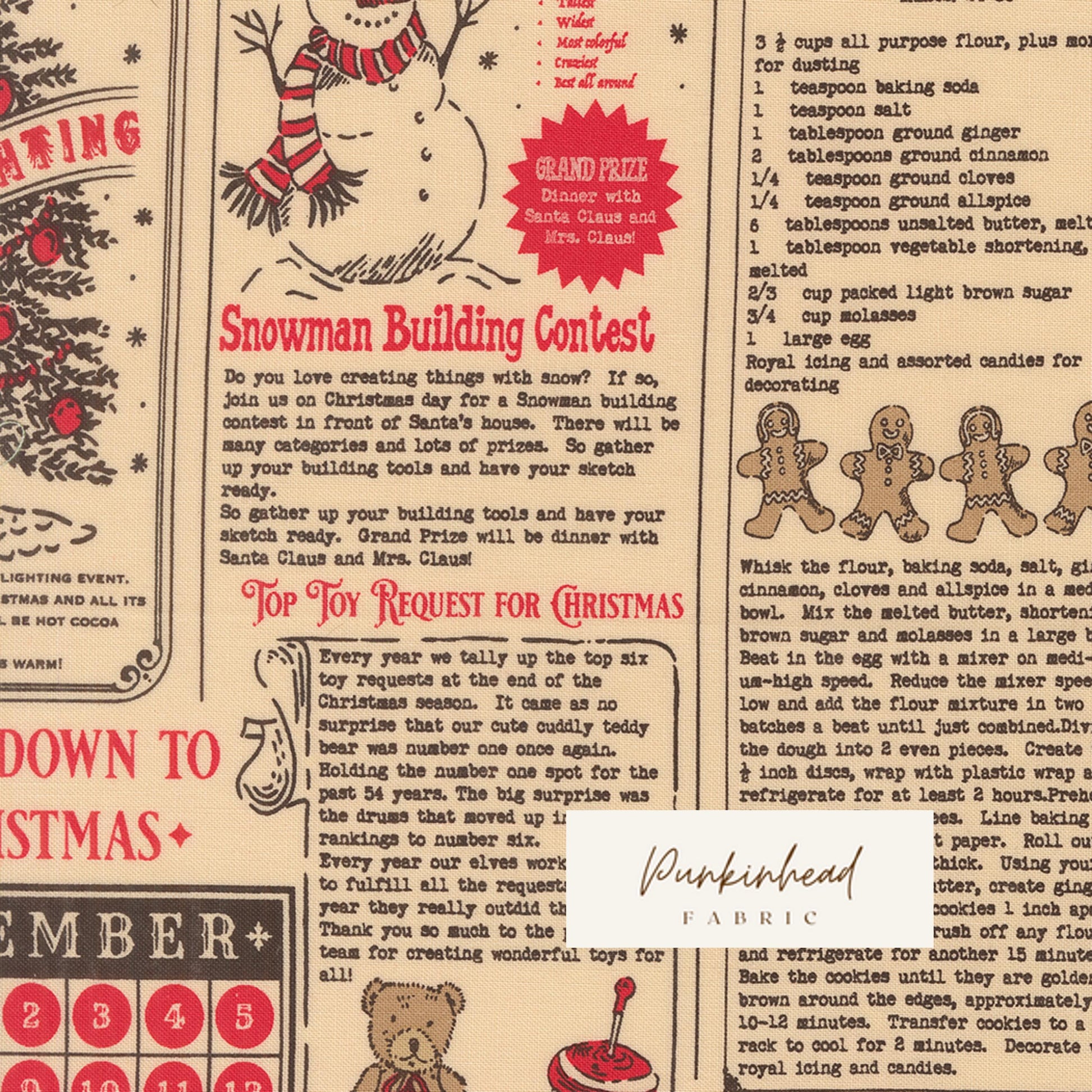 Holiday Cheer North Pole Newsprint Natural Midnight Vintage Christmas Fabric by Stacy Iest Hsu for Moda Cotton Quilting Fabric by the Yard